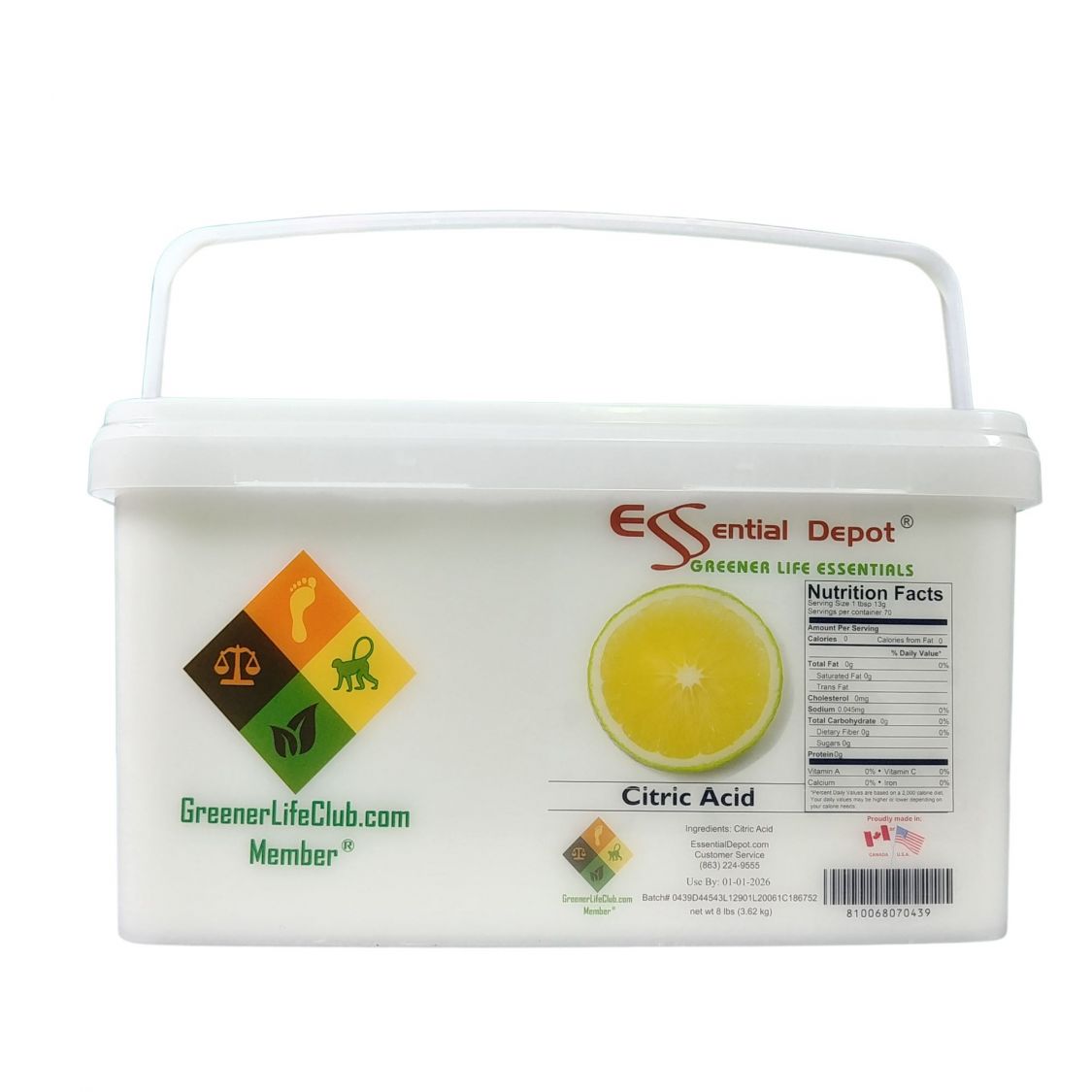 Citric Acid - Non GMO, Anhydrous, USP-NF/FCC, Granular - 8 lbs in